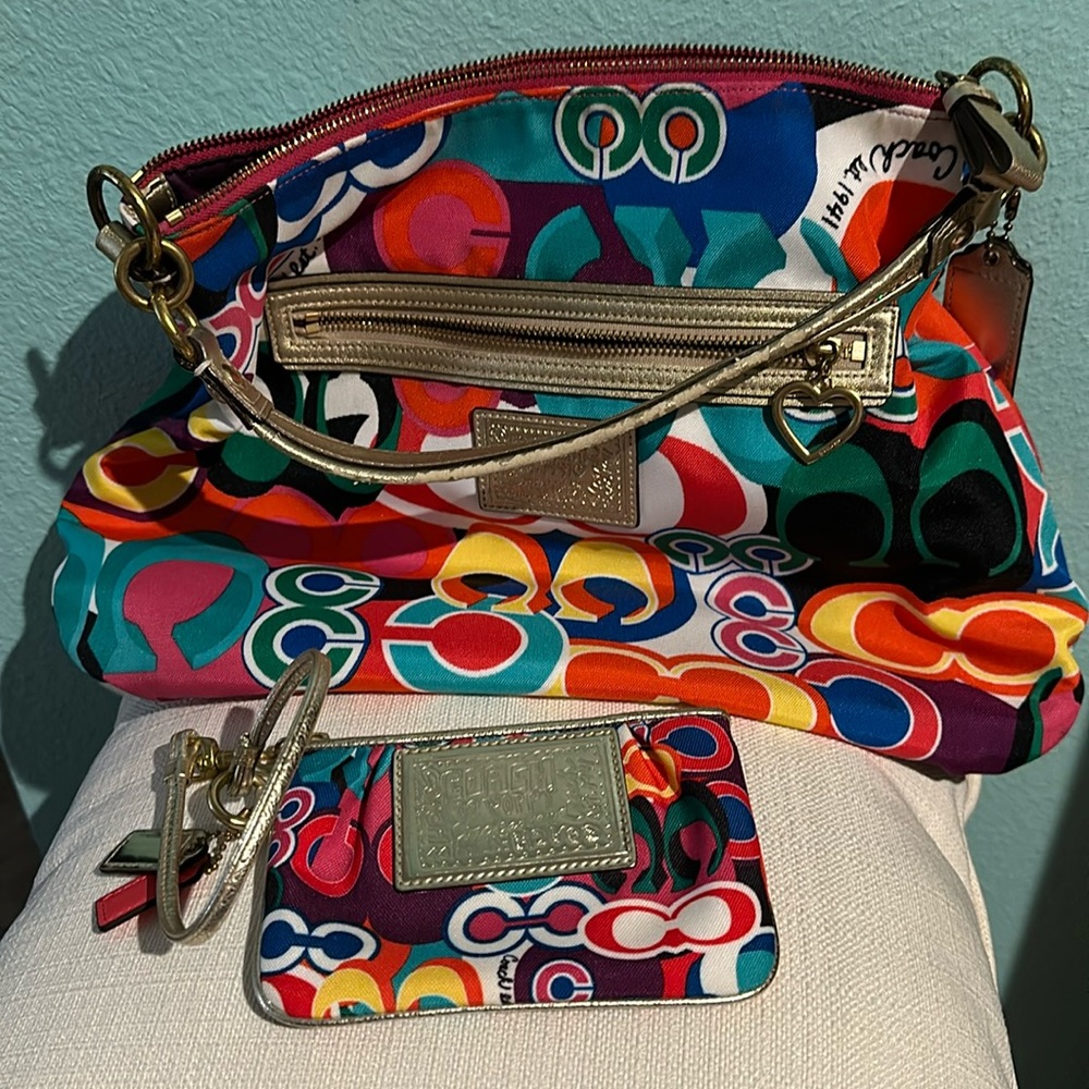 Coach handbag and matching wristlet